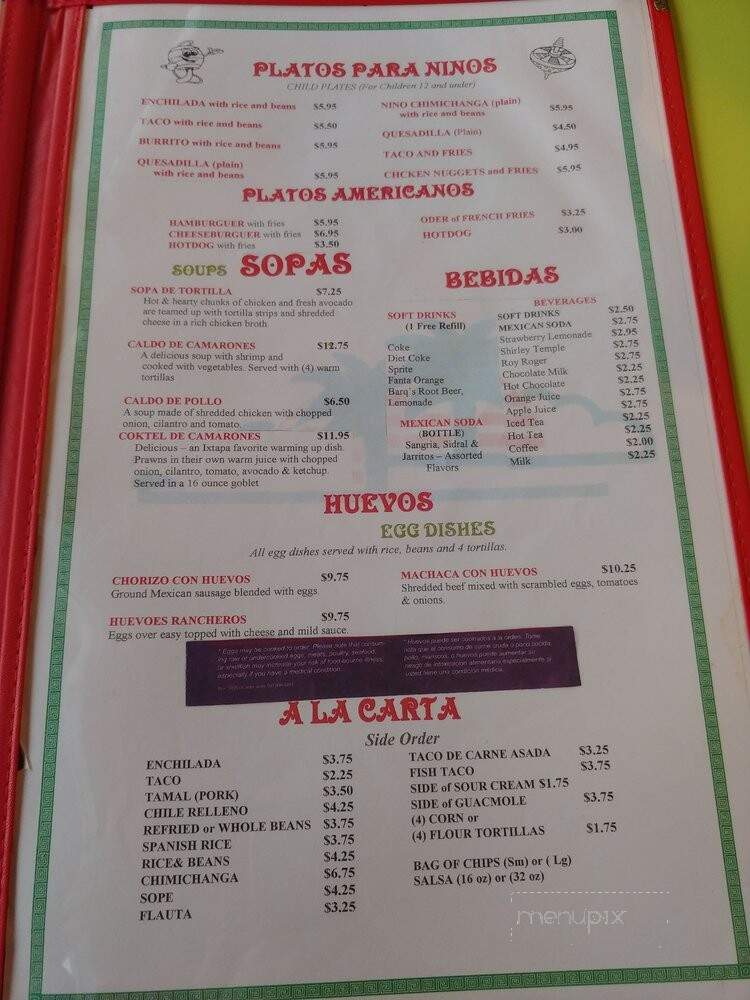 Casa Ixtapa - Oregon City, OR menu_pic