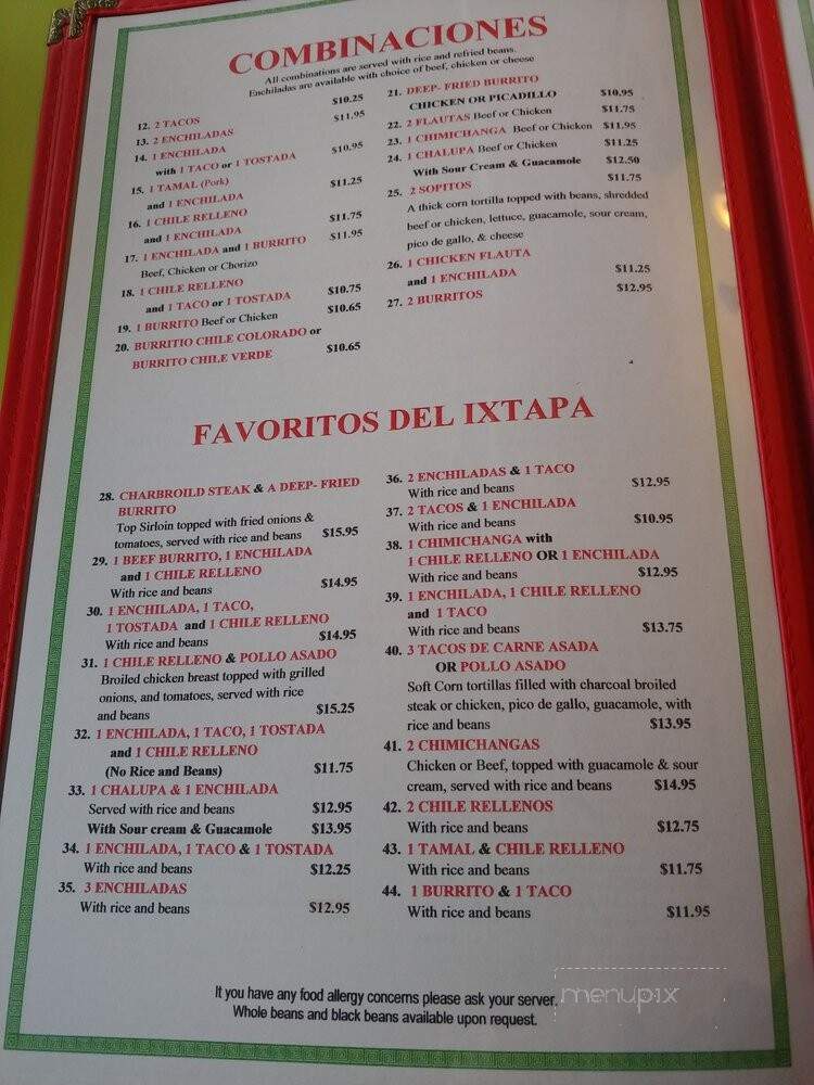 Casa Ixtapa - Oregon City, OR menu_pic
