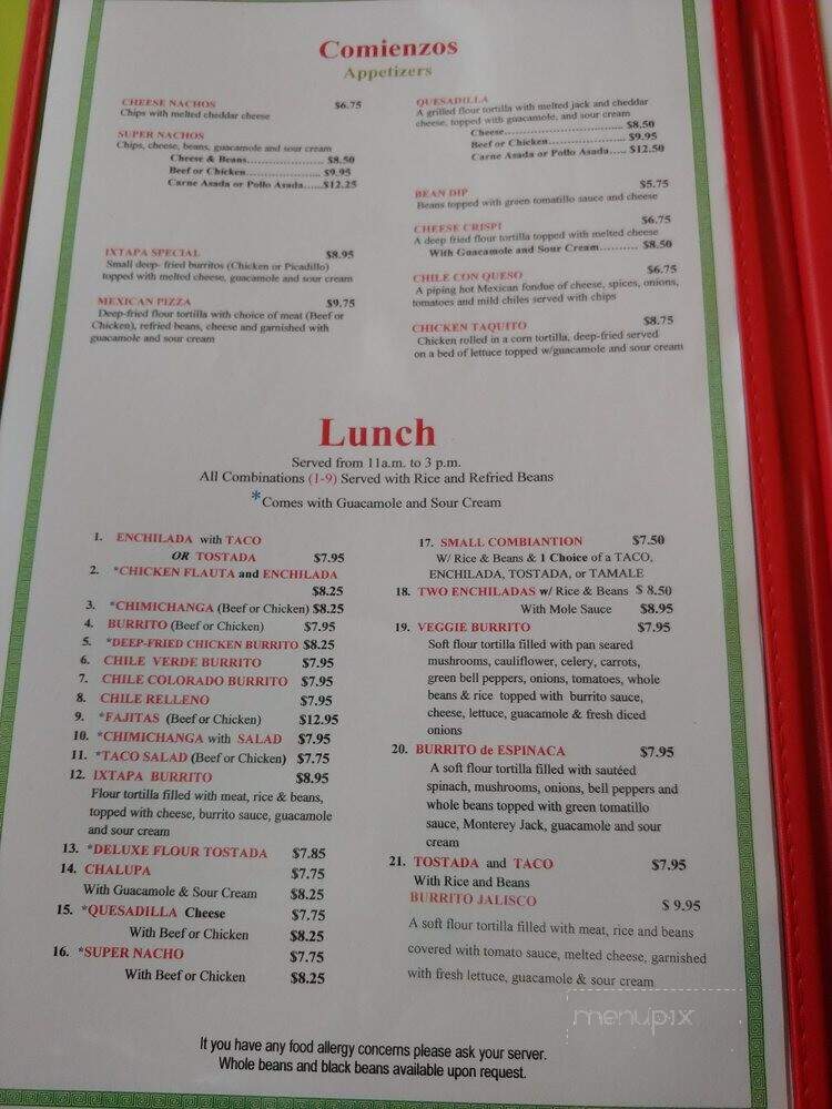 Casa Ixtapa - Oregon City, OR menu_pic