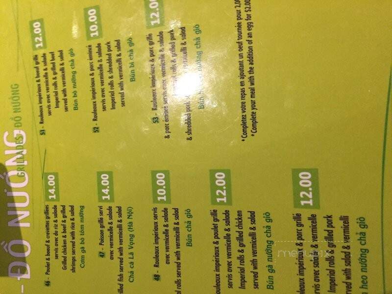 Restaurant Nguyen Phi - Montreal, QC menu_pic