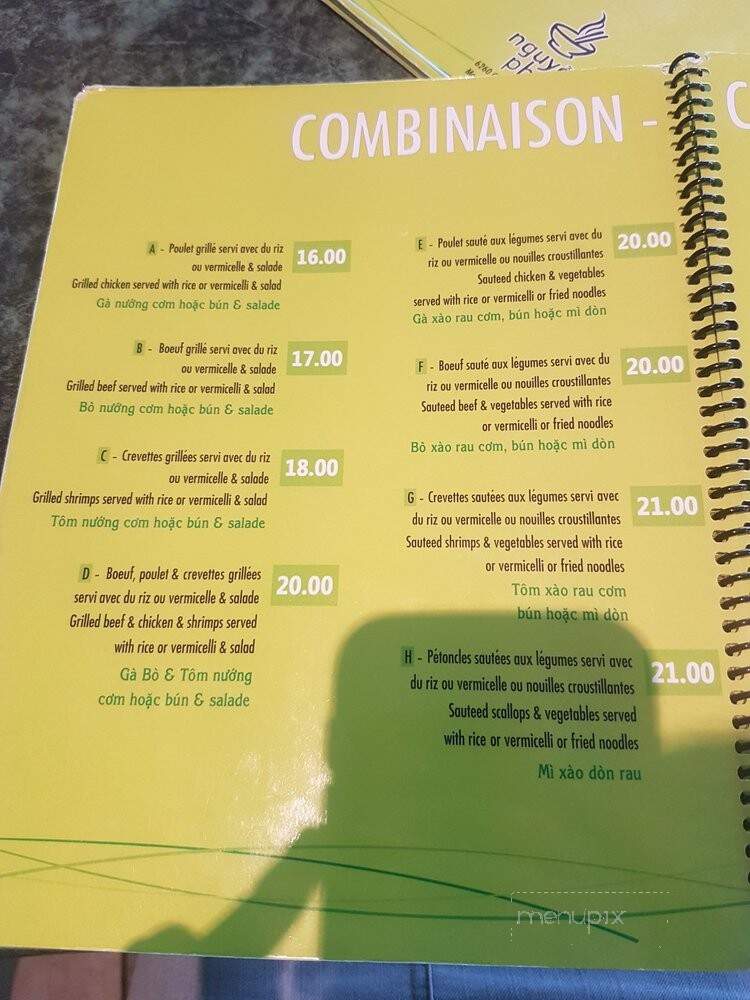 Restaurant Nguyen Phi - Montreal, QC menu_pic