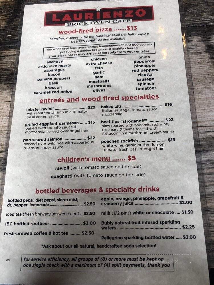 Laurienzo Brick Oven Cafe - Mount Airy, MD menu_pic