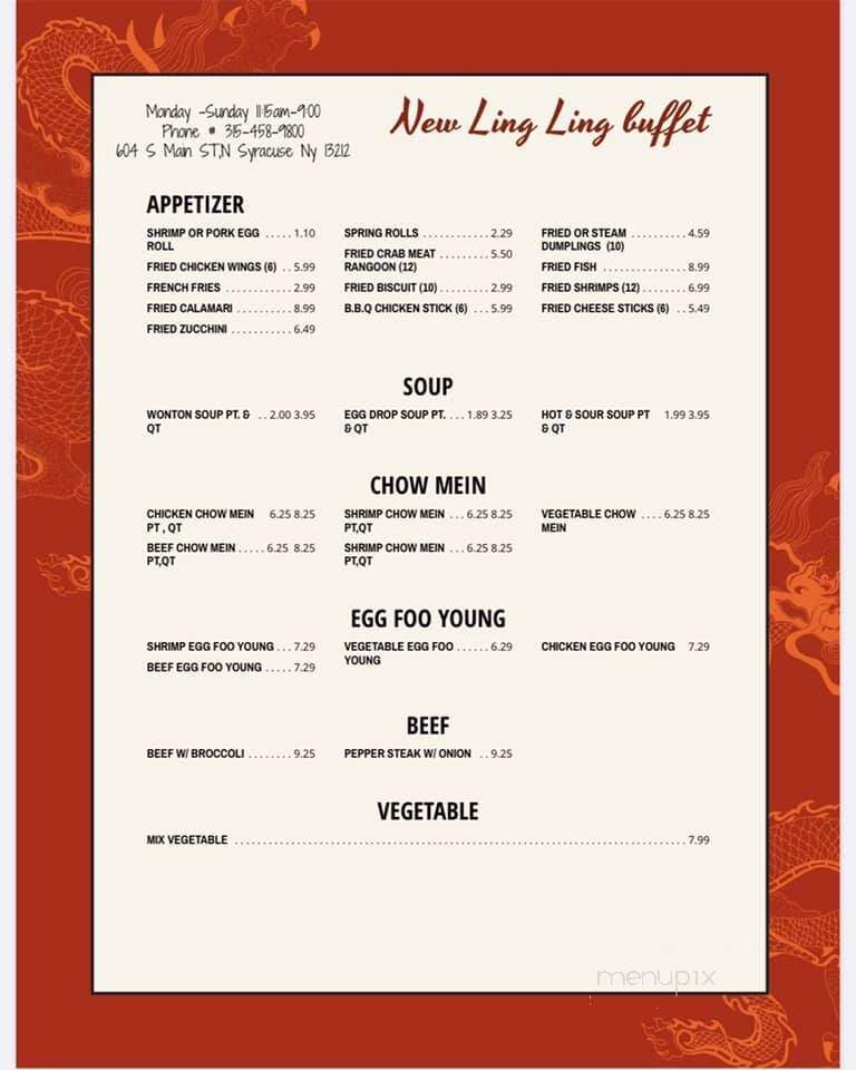 New Ling Ling Chinese Buffet - Syracuse, NY