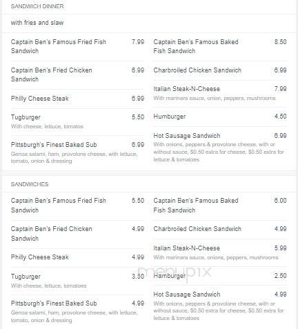 Tugboat's Restaurant & Bar - East Pittsburgh, PA menu_pic