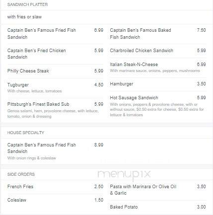Tugboat's Restaurant & Bar - East Pittsburgh, PA menu_pic