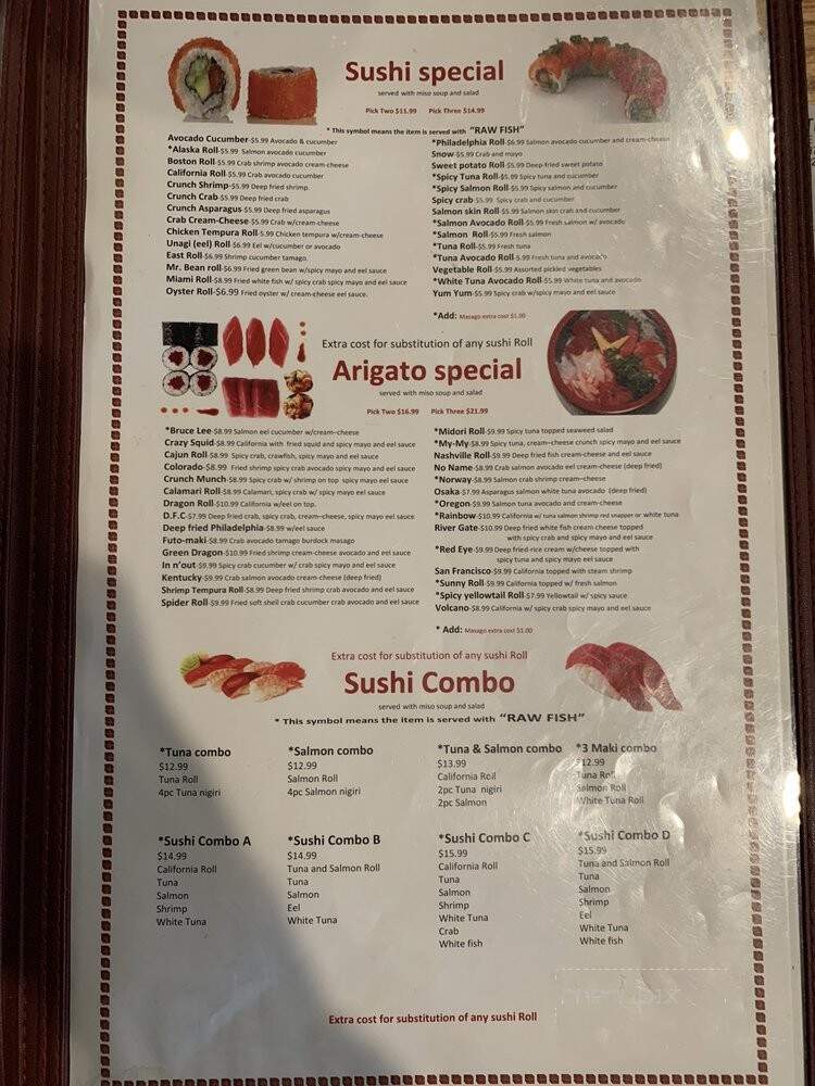 Arigato Sayonara - Madison, TN menu_pic