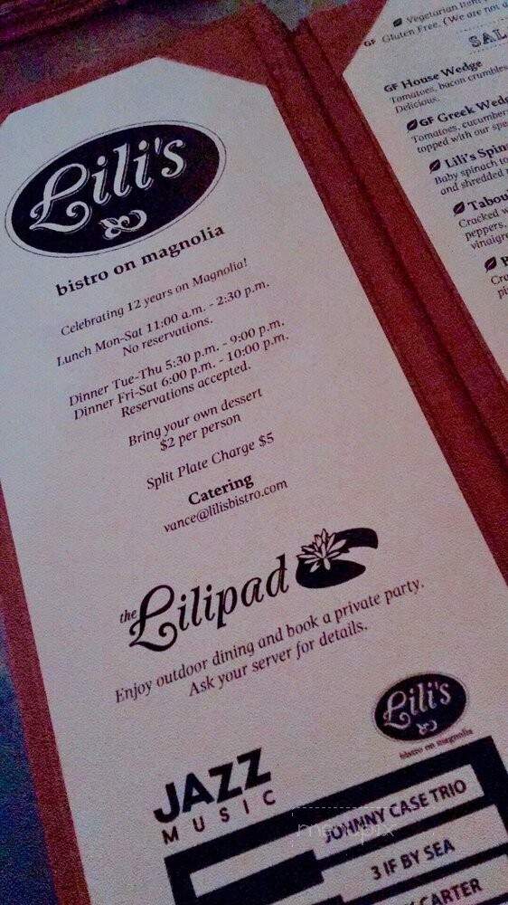 Lily's - Fort Worth, TX menu_pic