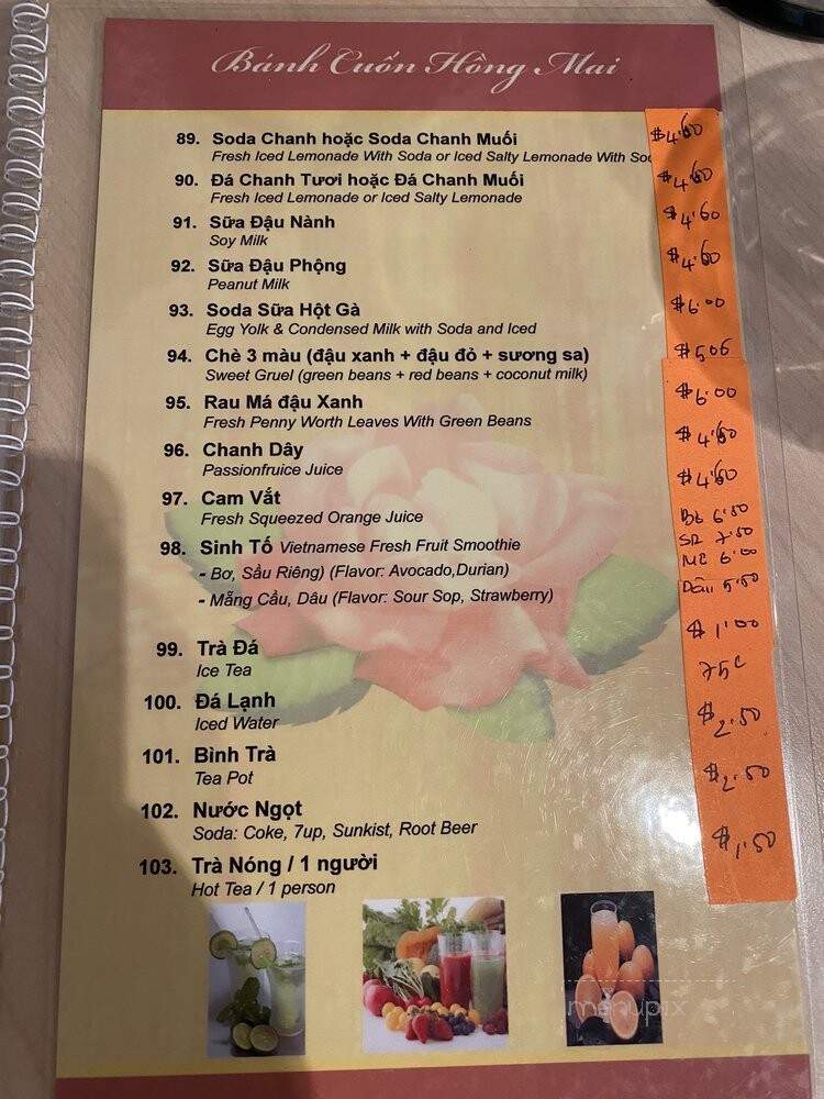 Hong Mai Catinat Restaurant - Westminster, CA menu_pic
