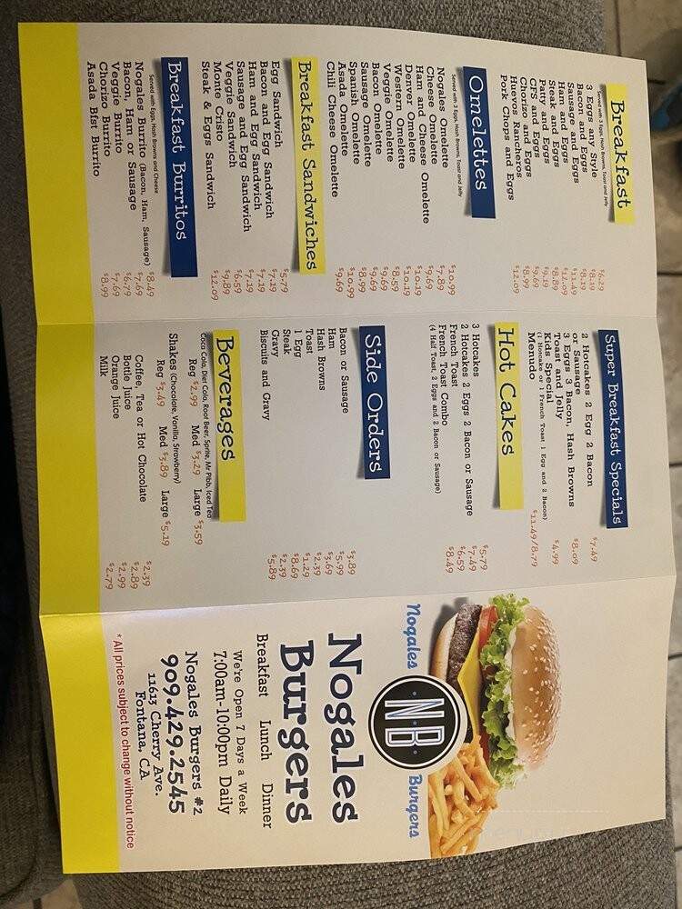Nogales Burgers No 2 - Fontana, CA menu_pic