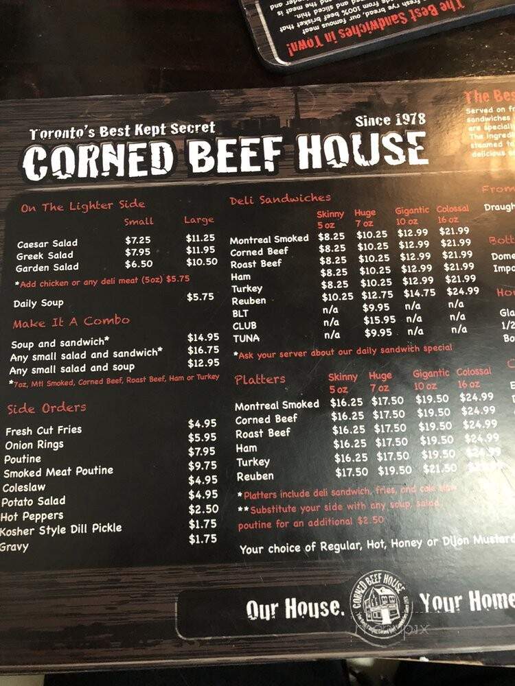 The Corned Beef House - Vaughan, ON menu_pic