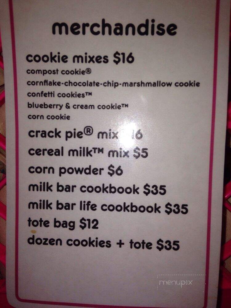 Milk Bar - Las Vegas, NV menu_pic