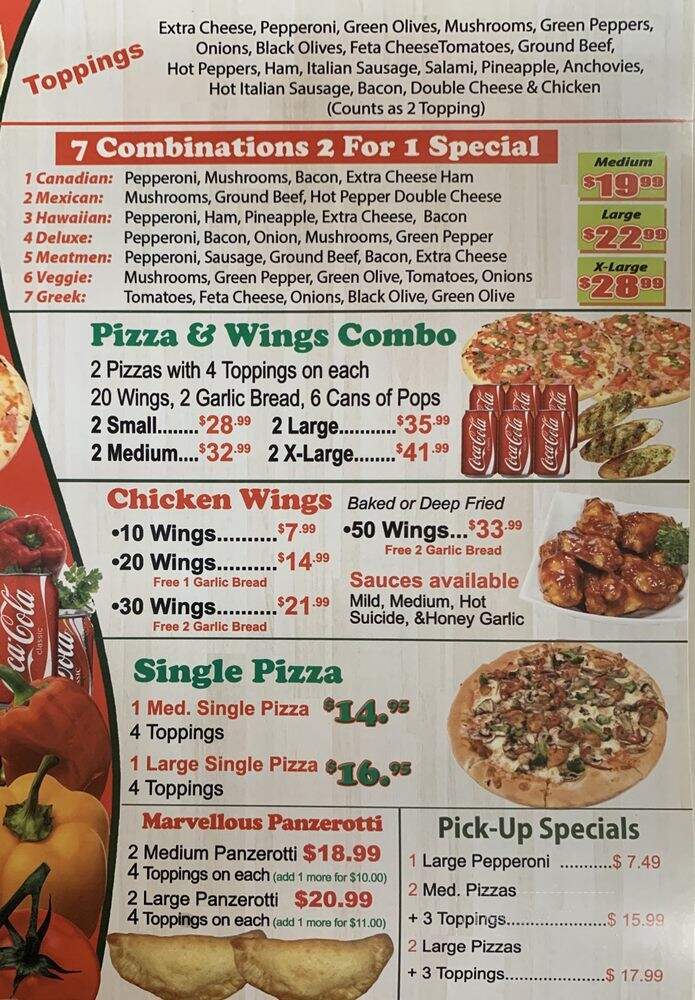 Marvellous 2 For 1 Pizza & Wings - London, ON menu_pic