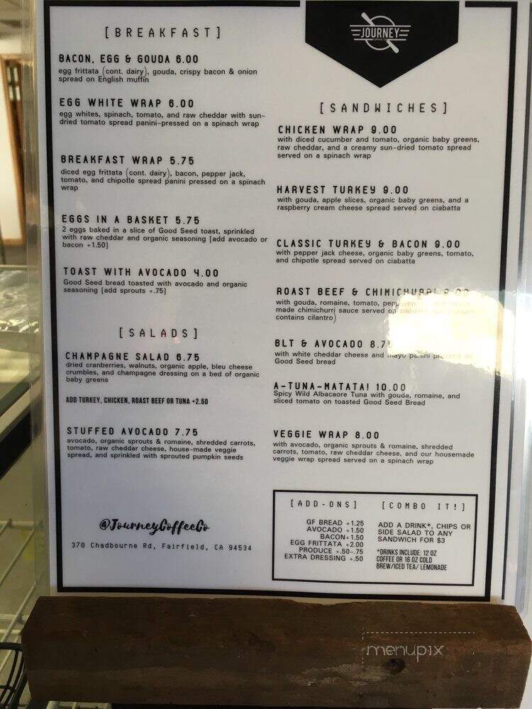 Journey Coffee - Fairfield, CA menu_pic