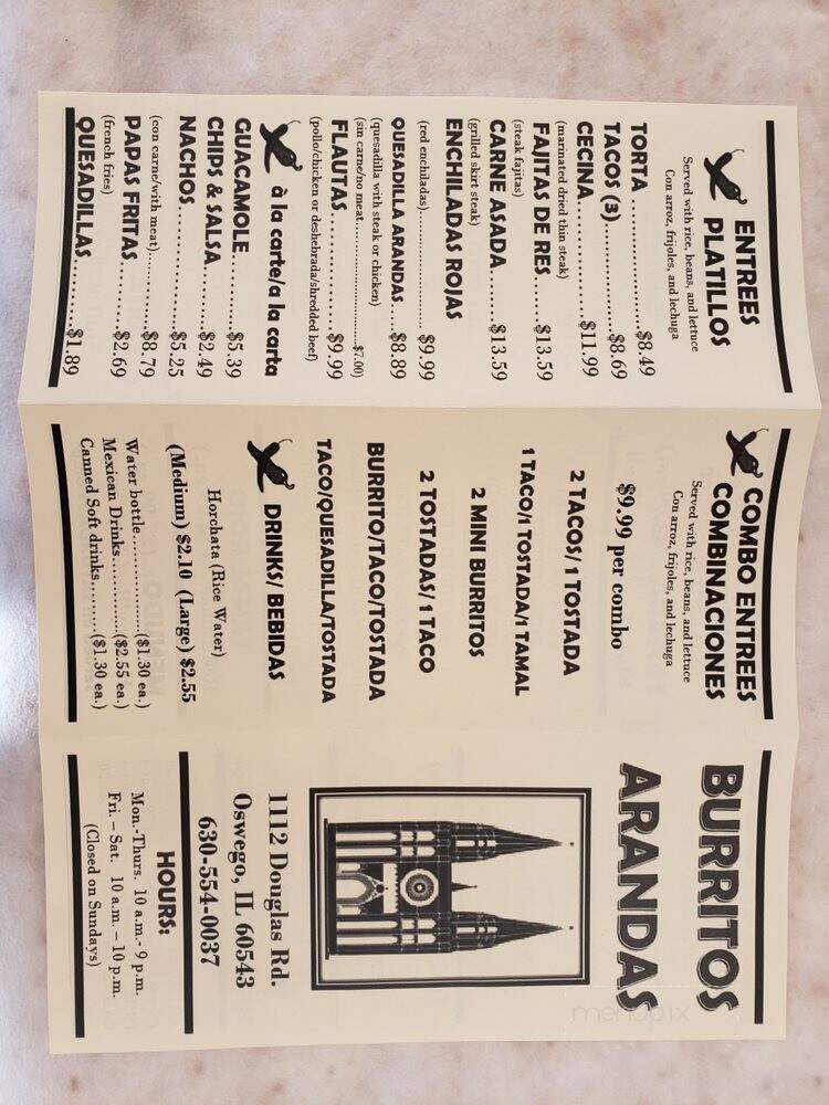 Burrito Arandas - Oswego, IL menu_pic