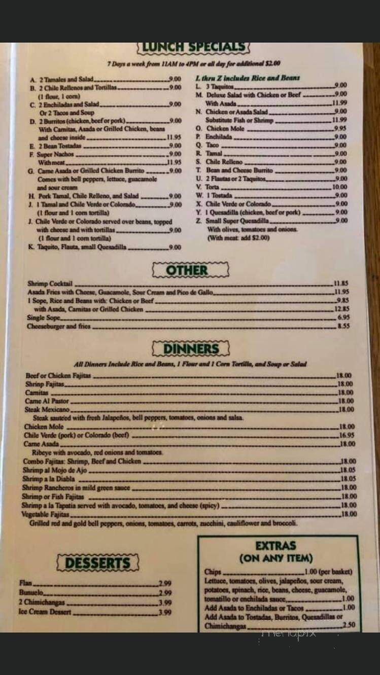 Luzmila's Mexican Restaurant - Eureka, CA menu_pic