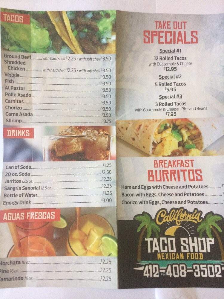 California Taco Shop - Pittsburgh, PA menu_pic