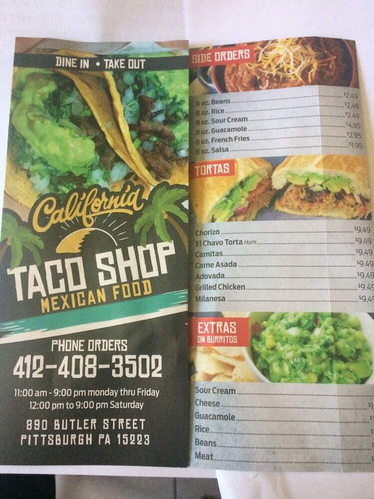 California Taco Shop - Pittsburgh, PA menu_pic