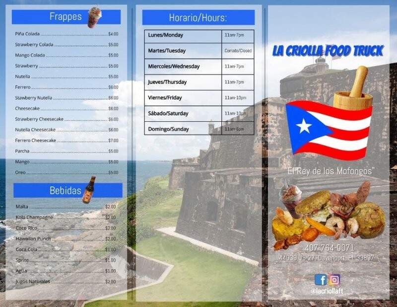 La Criolla Food Truck - Davenport, FL menu_pic