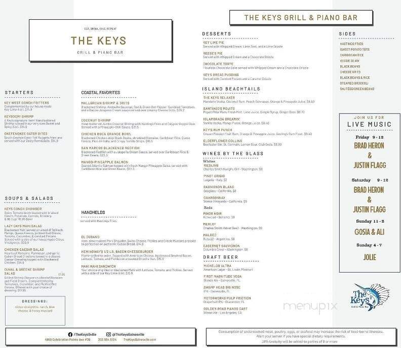 The Keys Grill & Piano Bar - Gainesville, FL menu_pic