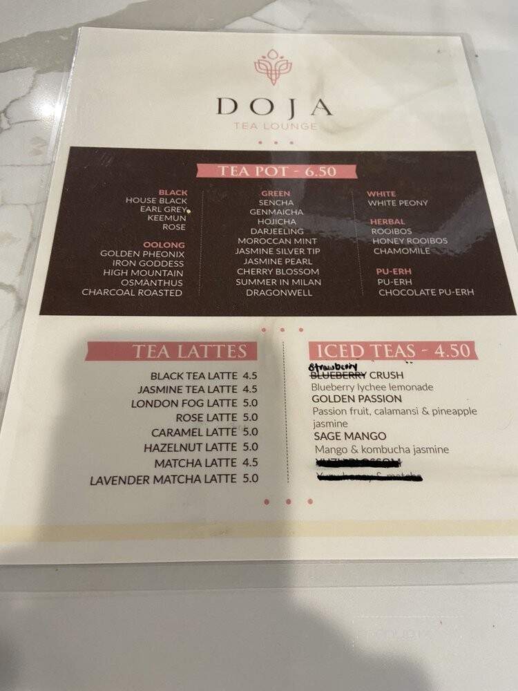 DOJA Tea Lounge - Tualatin, OR menu_pic