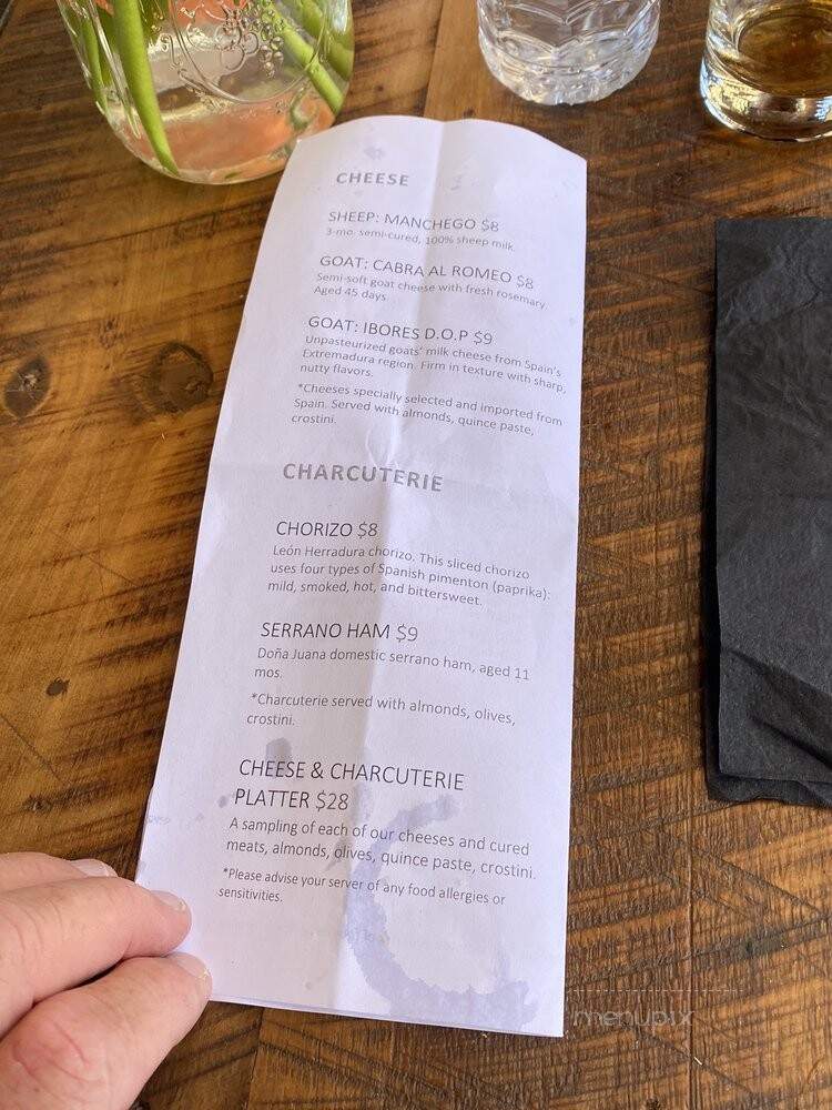 Clean Slate Wine Bar - Solvang, CA menu_pic