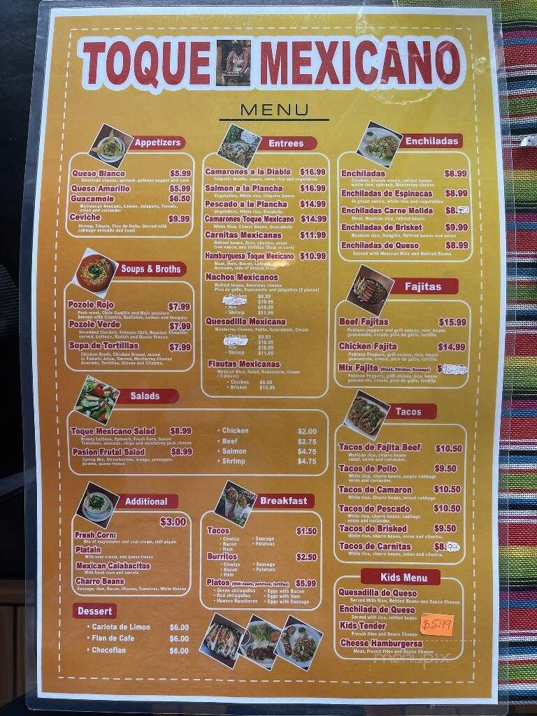 Toque Mexicano - Fort Worth, TX menu_pic