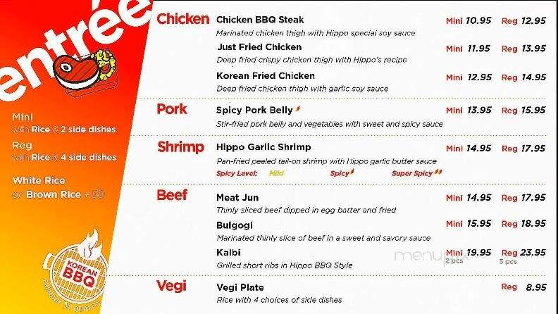 Hippo Grill Korean BBQ - Las Vegas, NV menu_pic