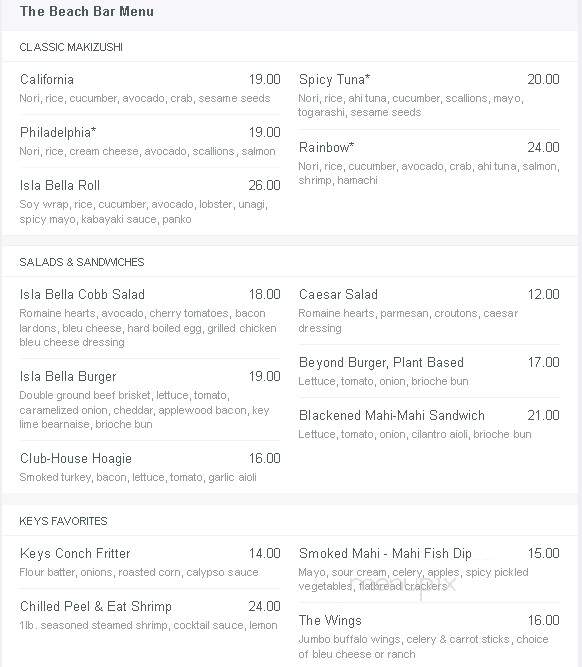 Il Postino - Marathon, FL menu_pic