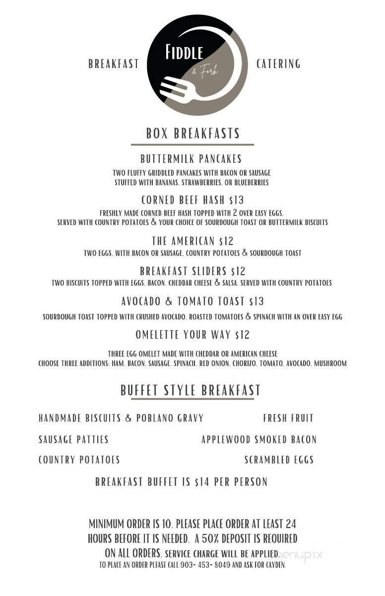 Fiddle and Fork - Greenville, TX menu_pic