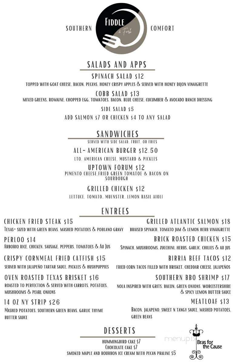 Fiddle and Fork - Greenville, TX menu_pic