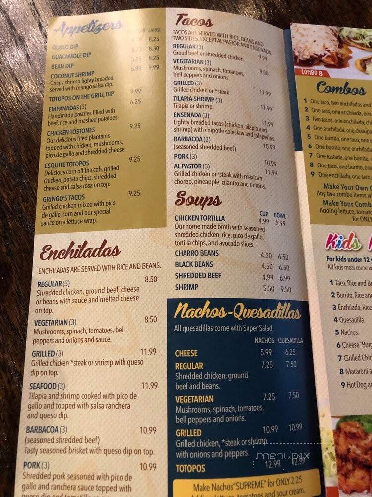 Totopos Mexican Restaurant - Dallas, GA menu_pic
