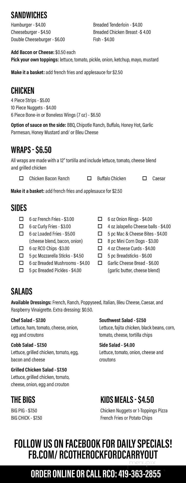 Rockford Carry Out - Rockford, OH menu_pic