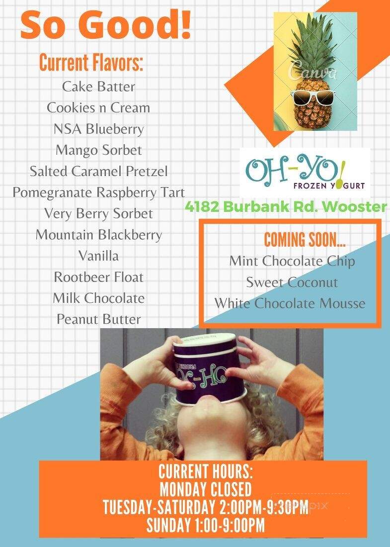 OH-YO! Frozen Yogurt - Wooster, OH menu_pic