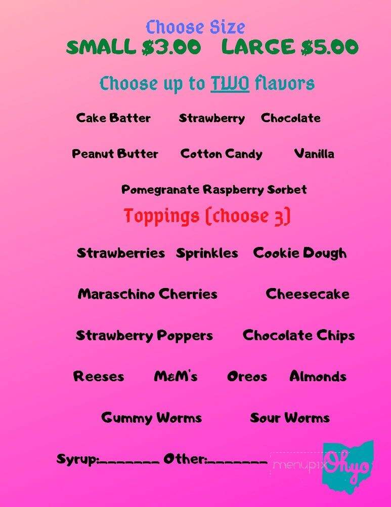 OH-YO! Frozen Yogurt - Wooster, OH menu_pic