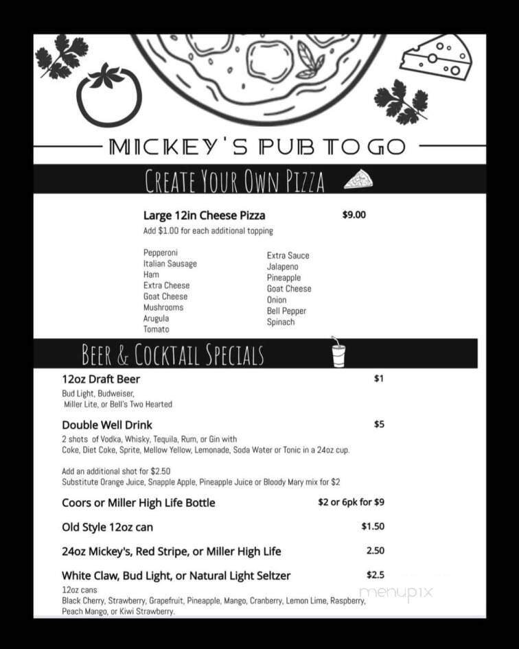 Mickey's Pub - St Joseph, MI menu_pic