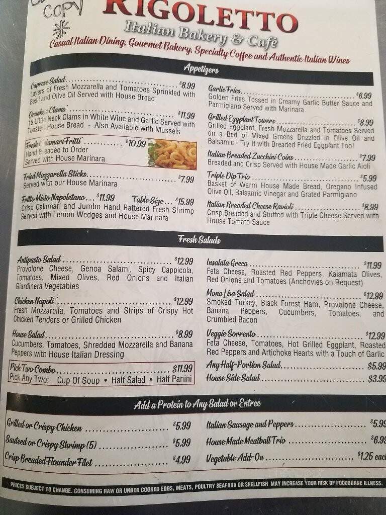 Rigoletto Italian Bakery & Cafe - Virginia Beach, VA menu_pic