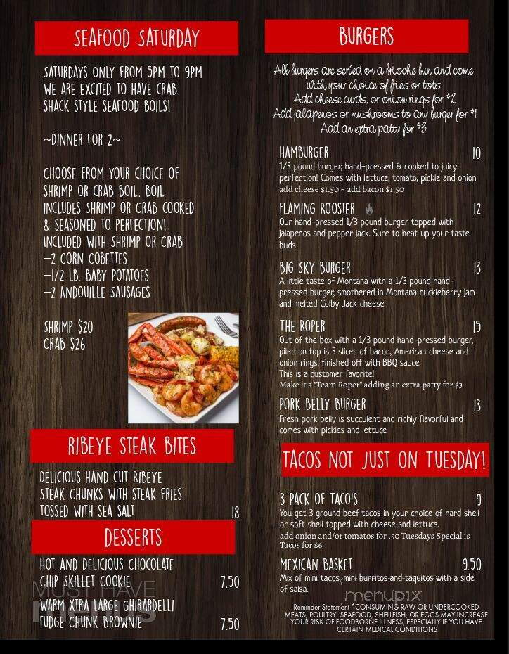 Red Rooster - Shepherd, MT menu_pic