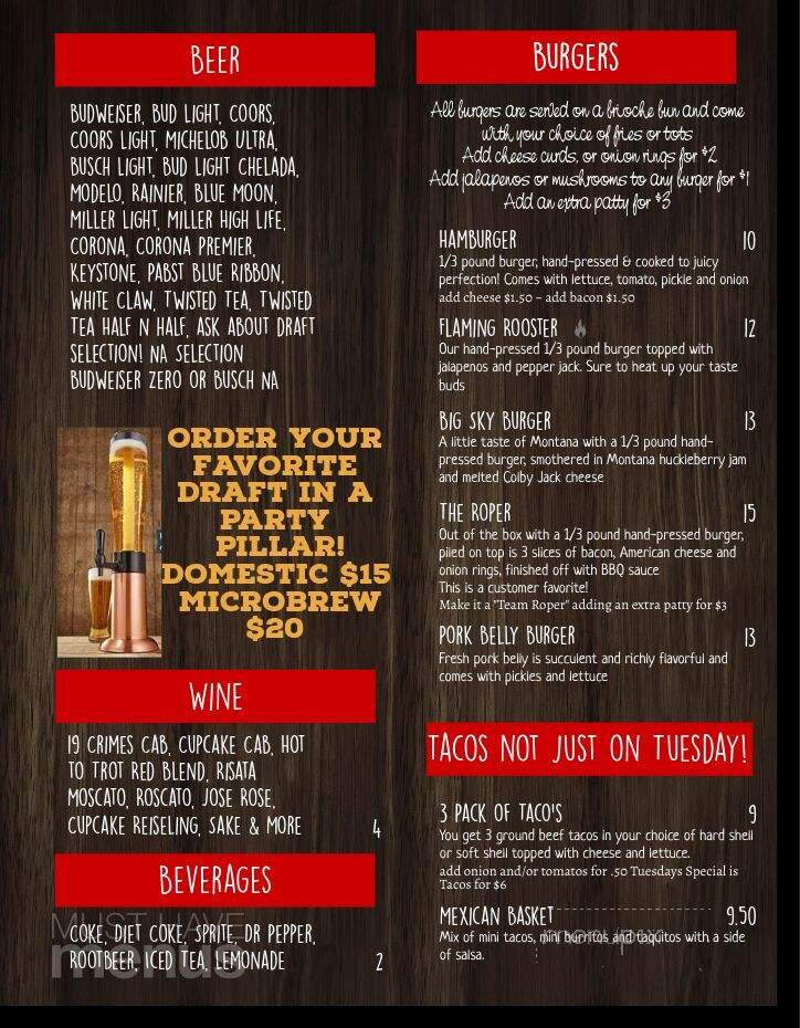 Red Rooster - Shepherd, MT menu_pic