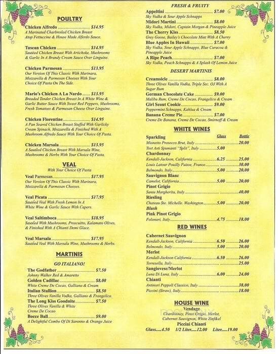 Marios - Lake Havasu City, AZ menu_pic
