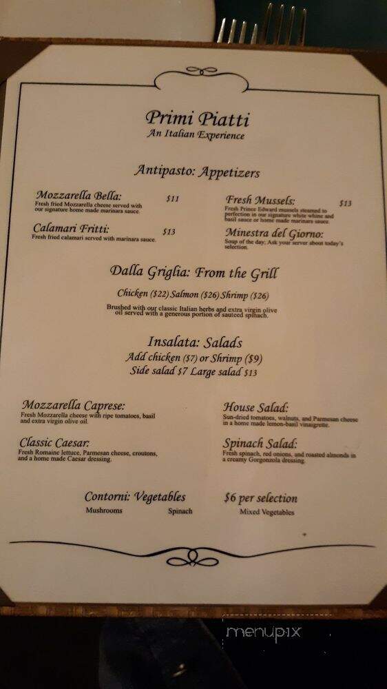 Primi Piatti - Jacksonville, FL menu_pic