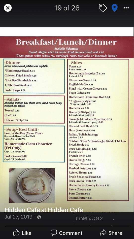 Hidden Cafe - Longmont, CO menu_pic