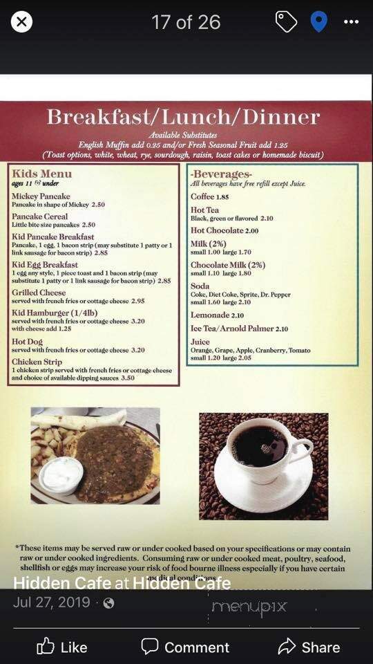 Hidden Cafe - Longmont, CO menu_pic