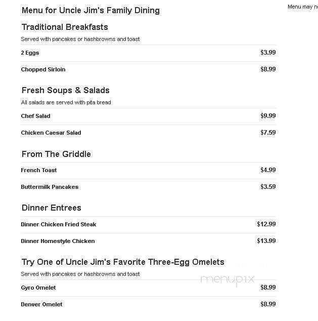 Uncle Jim's Family Dining - Pocatello, ID menu_pic