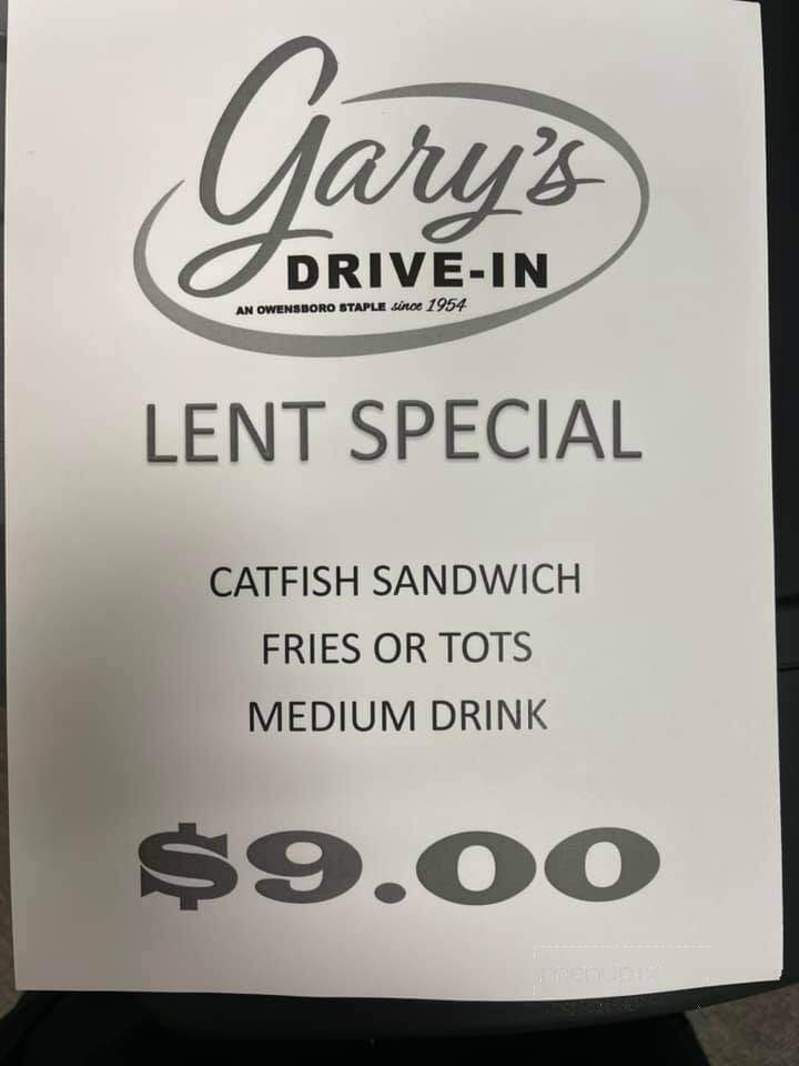 Gary's Drive In - Owensboro, KY menu_pic