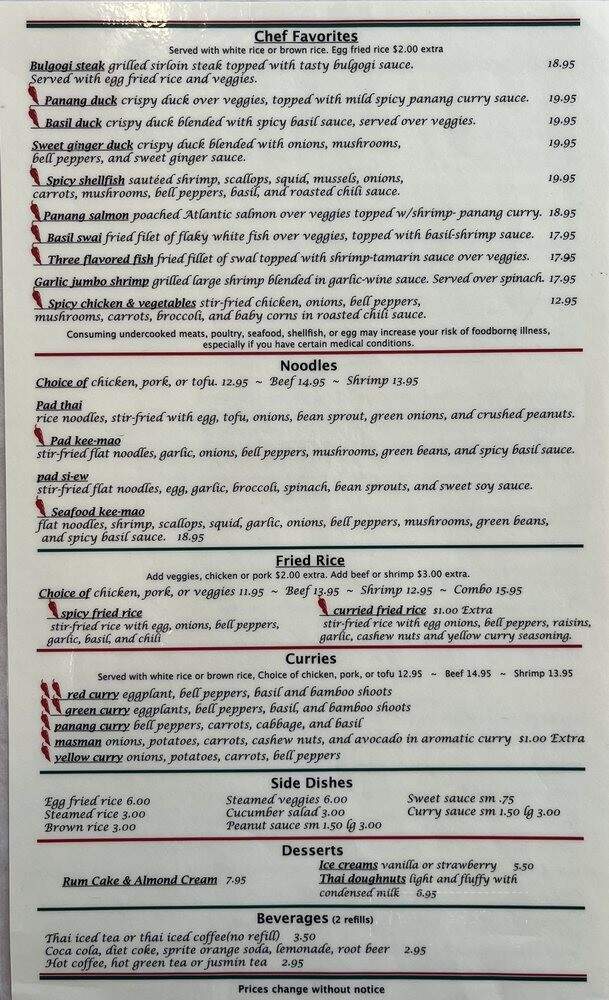Baan Thai - Conyers, GA menu_pic
