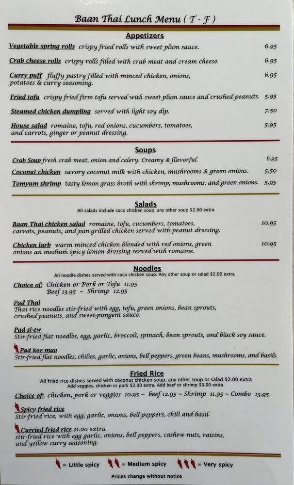 Baan Thai - Conyers, GA menu_pic