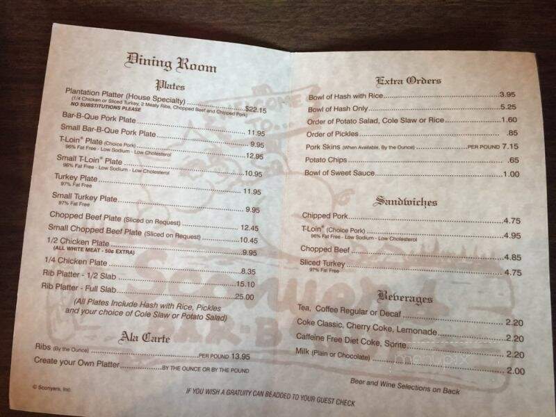 Sconyers Bar-B-Que - Augusta, GA menu_pic
