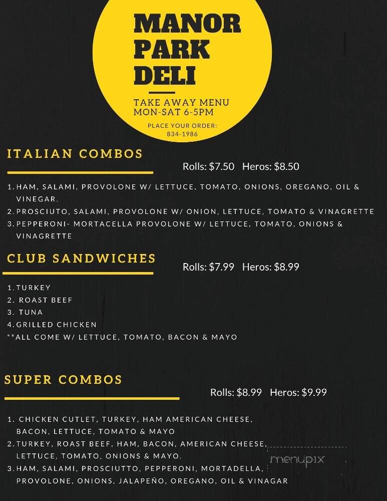 Manor Park Deli - Larchmont, NY menu_pic