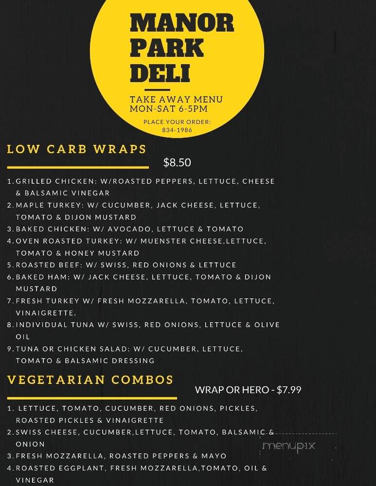 Manor Park Deli - Larchmont, NY menu_pic