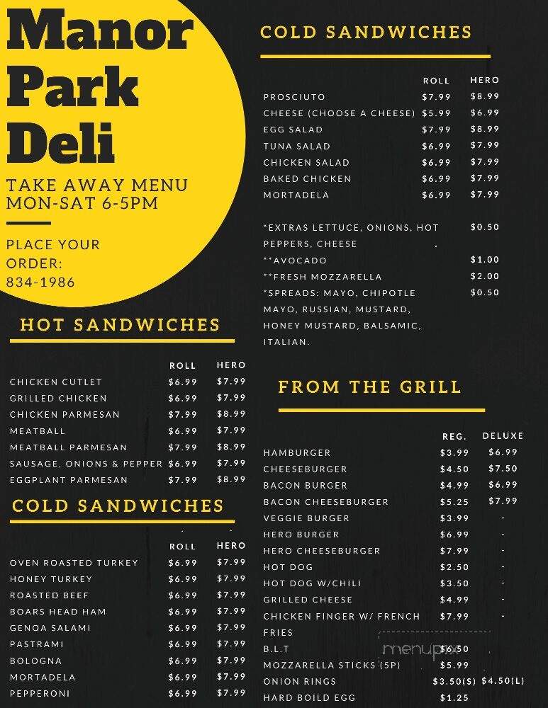 Manor Park Deli - Larchmont, NY menu_pic